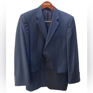 Burberry Men’s Size 40 Regular Kensington Navy Pinstripe Wool Suit Jacket Blazer